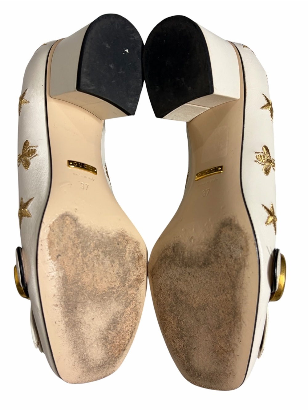 Gucci Marmont embroidered leather mid-heel pumps embroidered bees stars - Picture 12 of 14